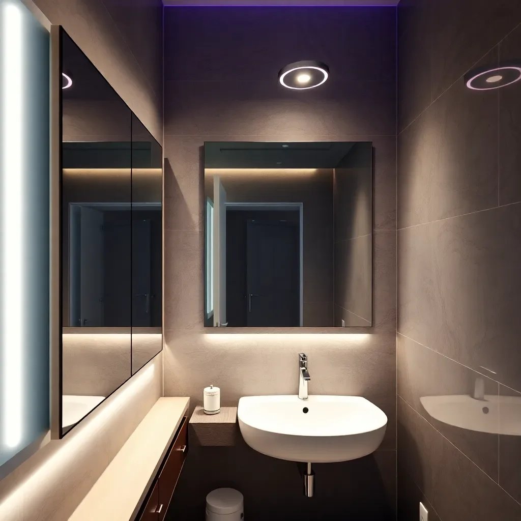 Badbeleuchtung und moderne Ausstattung im Badezimmer