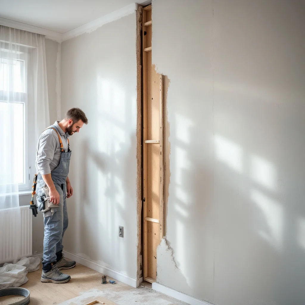 Trennwand aus Trockenbau in einer Wohnung im Rhein-Main-Gebiet